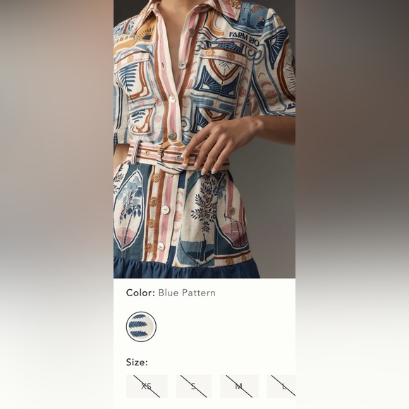 FARM Rio Cerrado Short-Sleeve Belted Linen Mini Dress Size Small NWT - Picture 4 of 15